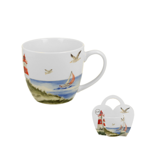 Kubek 460 ml w "koszyczku" LATARNIA MORSKA