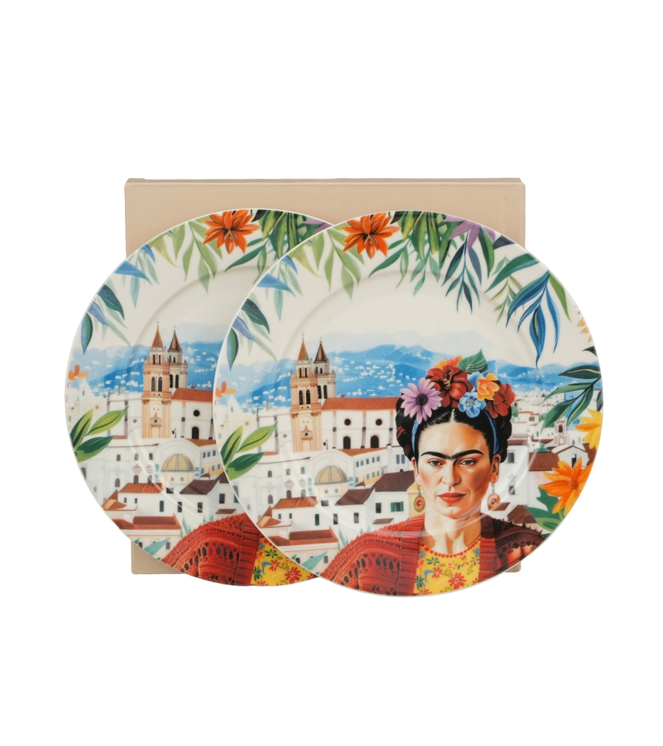 Komplet 2 talerze deserowe MEXICAN ART RED