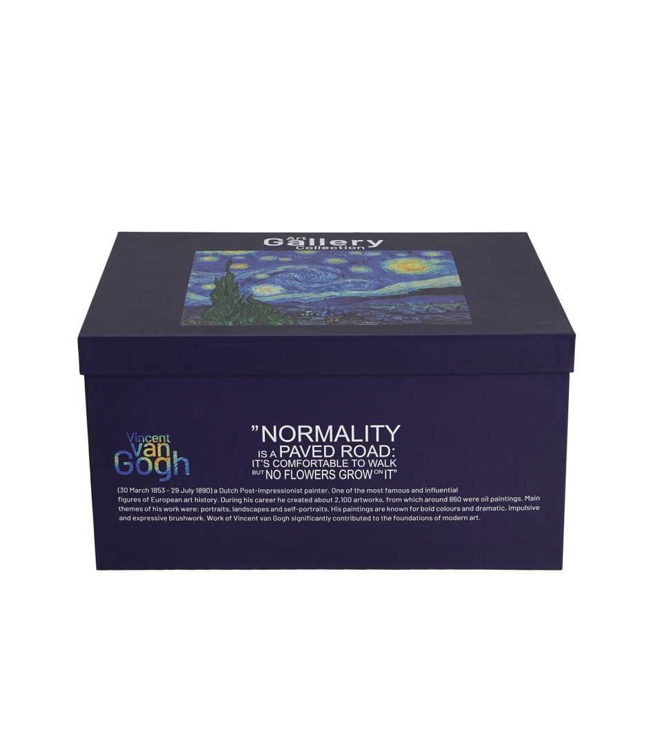 Zestaw dzbanek z zaparzaczem ze stali nierdzewnej i 2 filiżanki ze spodkami STARRY NIGHT inspired by Van Gogh