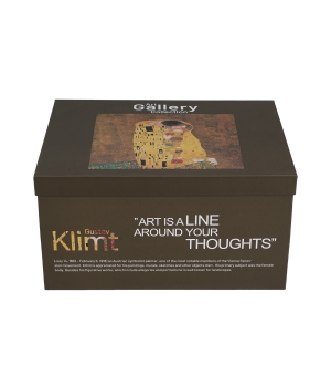 Zestaw dzbanek z zaparzaczem ze stali nierdzewnej i 2 filiżanki ze spodkami KISS CLASSIC inspired by Klimt