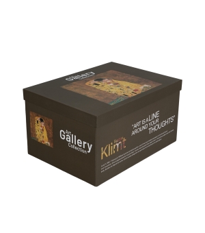 Zestaw dzbanek z zaparzaczem ze stali nierdzewnej i 2 filiżanki ze spodkami KISS CLASSIC inspired by Klimt