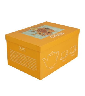 Zestaw dzbanek z zaparzaczem ze stali nierdzewnej i 2 filiżanki ze spodkami SUNFLOWERS inspired by Van Gogh