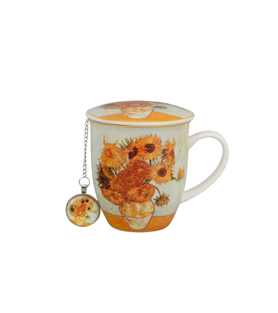 Kubek z zaparzaczem z zawieszką SUNFLOWERS inspired by Van Gogh