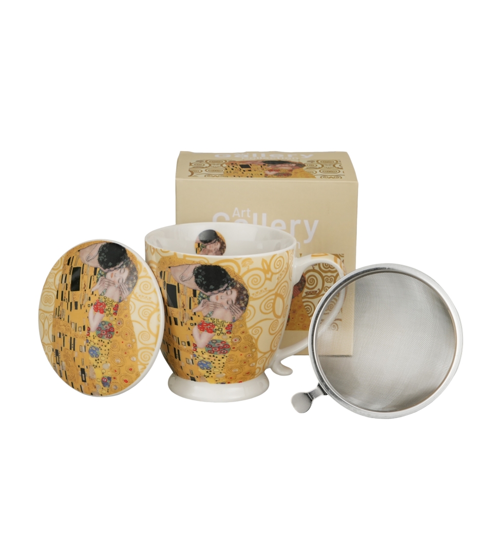 Zaparzacz na stopce THE KISS ECRU inspired by Klimt