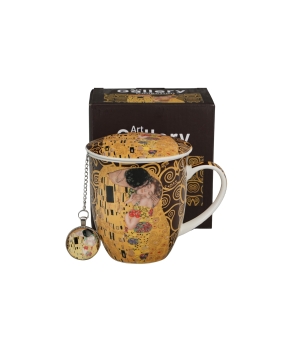 Kubek z zaparzaczem z zawieszką THE KISS BROWN inspired by Klimt