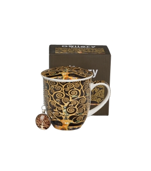 Kubek z zaparzaczem z zawieszką TREE OF LIFE BROWN inspired by Klimt