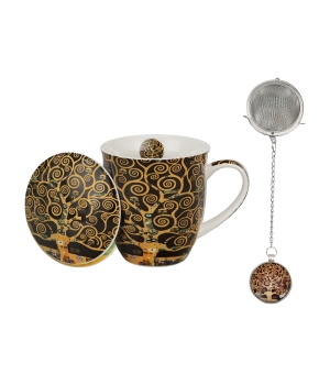 Kubek z zaparzaczem z zawieszką TREE OF LIFE BROWN inspired by Klimt