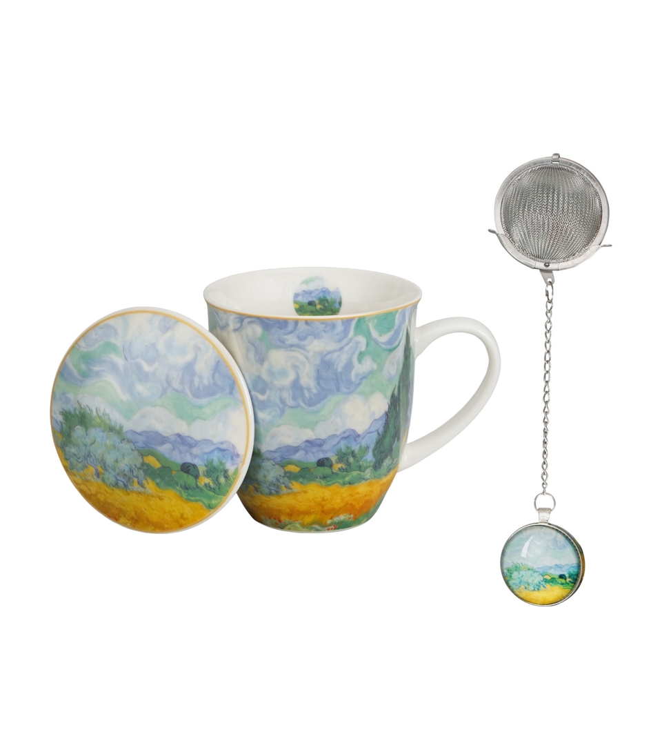 Kubek z zaparzaczem z zawieszką WHEAT FIELD inspired by Van Gogh