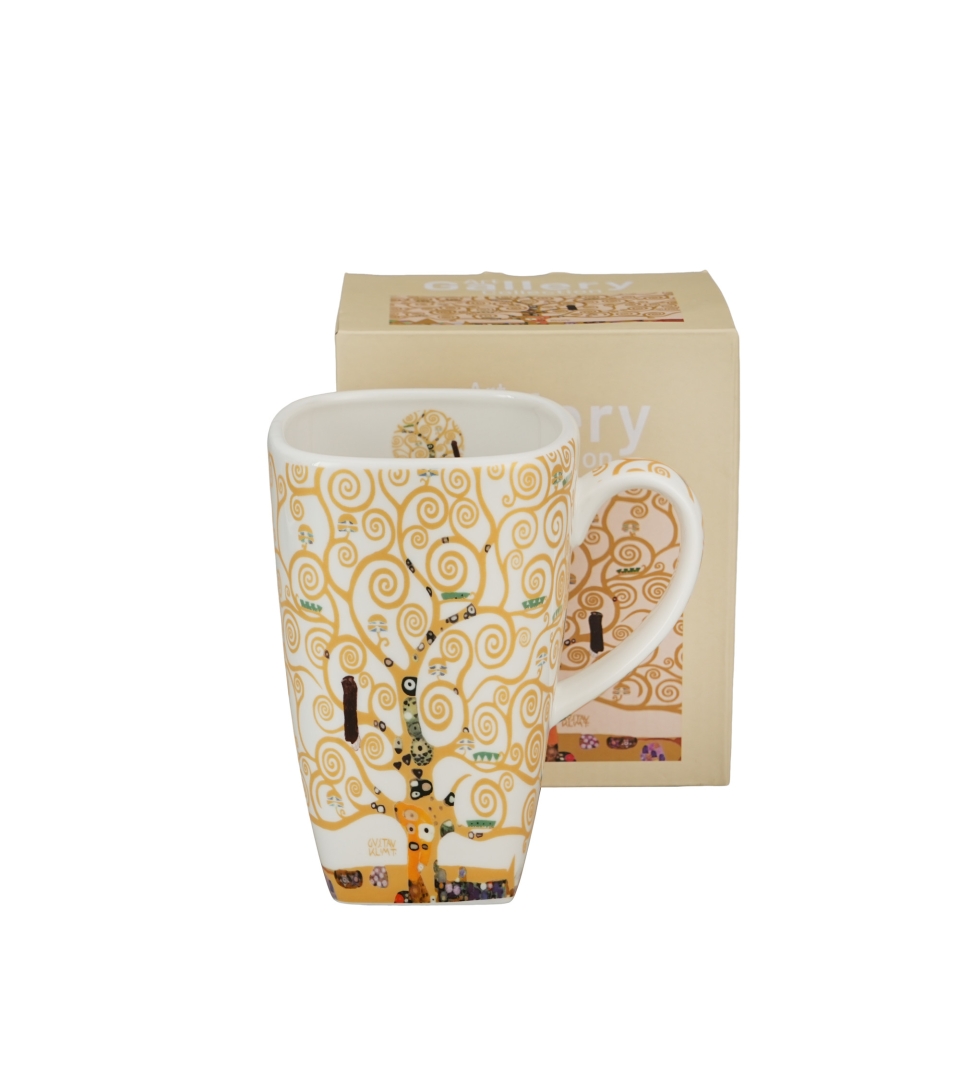 Kubek kwadratowy TREE OF LIFE Ecru inspired by Klimt