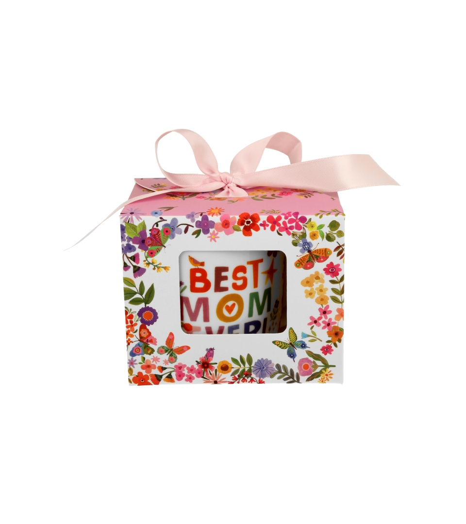 Kubek okazjonalny "BEST MOM" w pudełku z kokardą