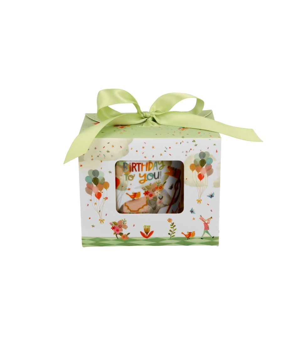 Kubek okazjonalny "HAPPY BIRTHDAY" w pudełku z kokardą