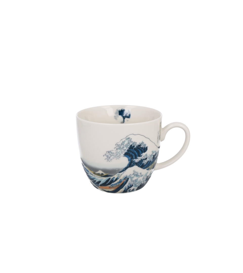 Kubek 460 ml w "koszyczku" THE GREAT WAVE inspired by K. Hokusai (sprzedaż w zestawach po 4 szt.)