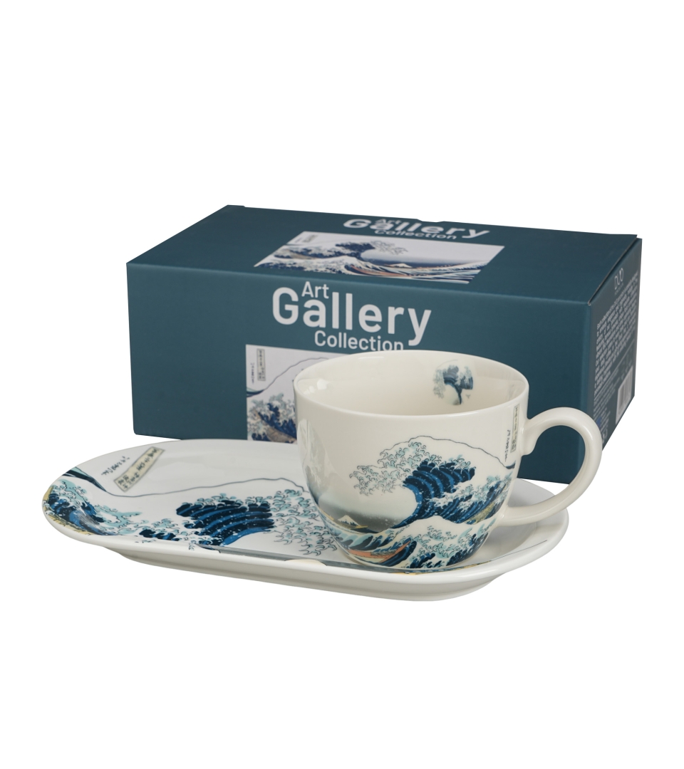 Zestaw śniadaniowy filiżanka jumbo ze spodkiem THE GREAT WAVE inspired by HOKUSAI