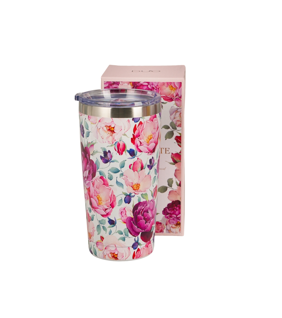 Kubek termiczny prosty SPRING ROSES WHITE